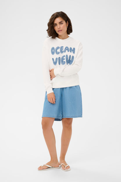 KA LILI Sweatshirt - chalk m/blå print