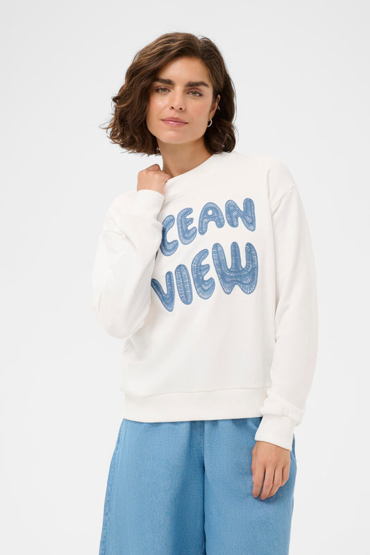 KA LILI Sweatshirt - chalk m/blå print