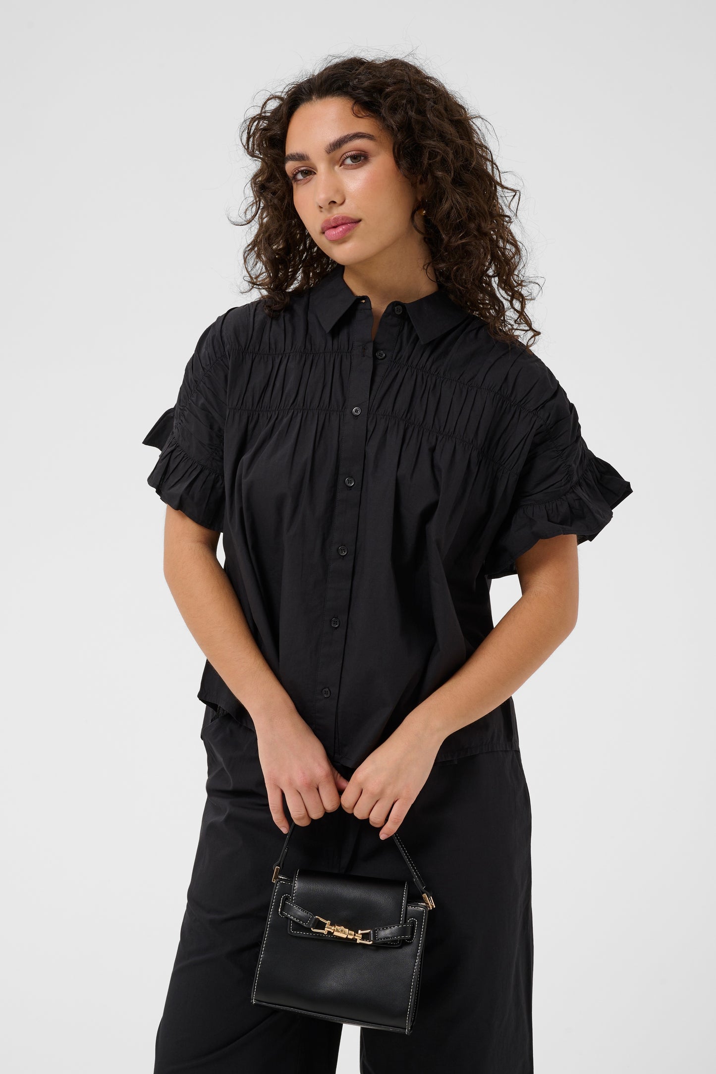 KA Verdina Flouncce Shirt - black