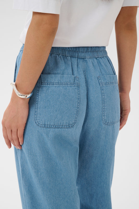 KA Jade Denim Barrel Pants - medium blue