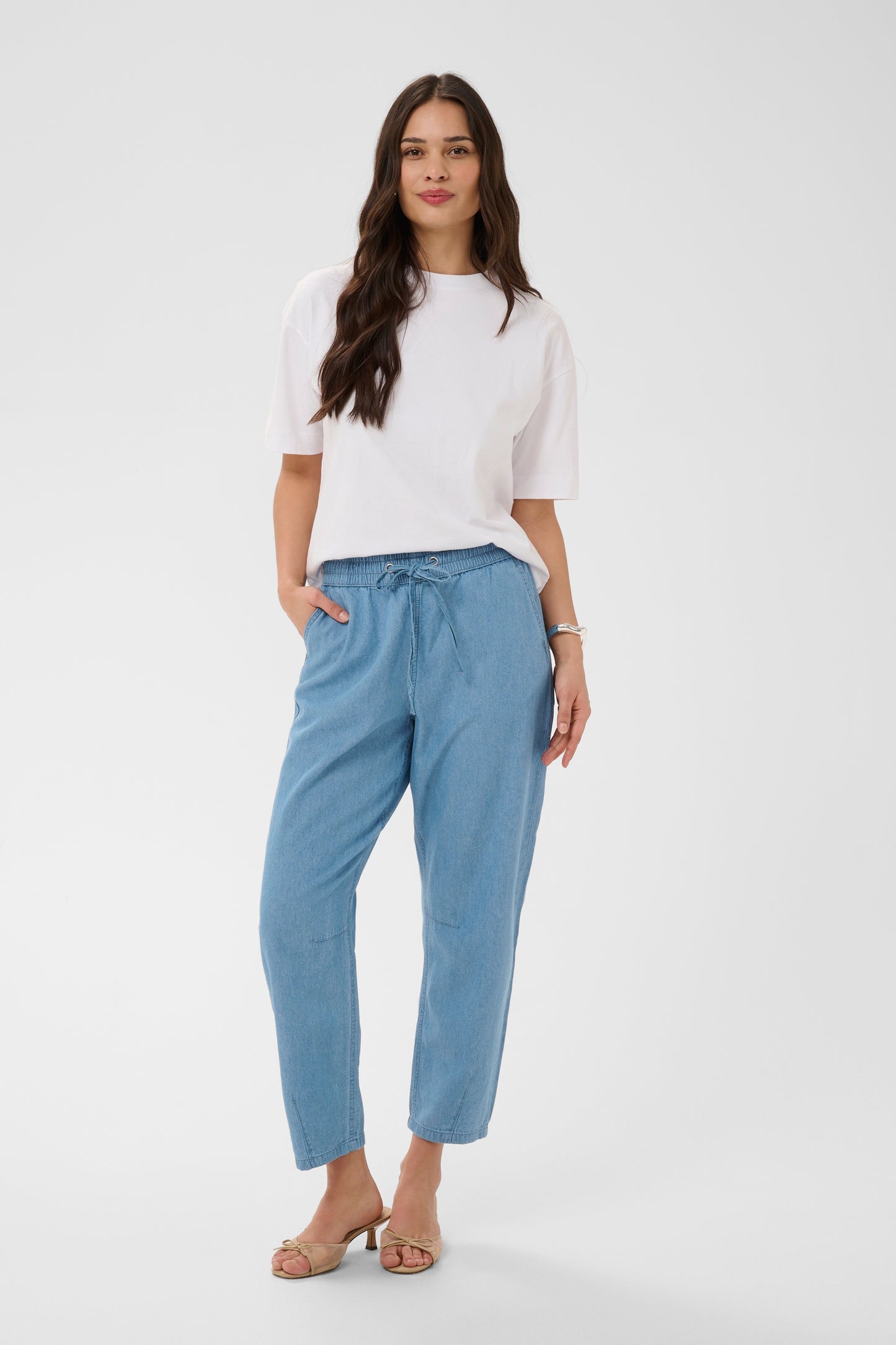 KA Jade Denim Barrel Pants - medium blue