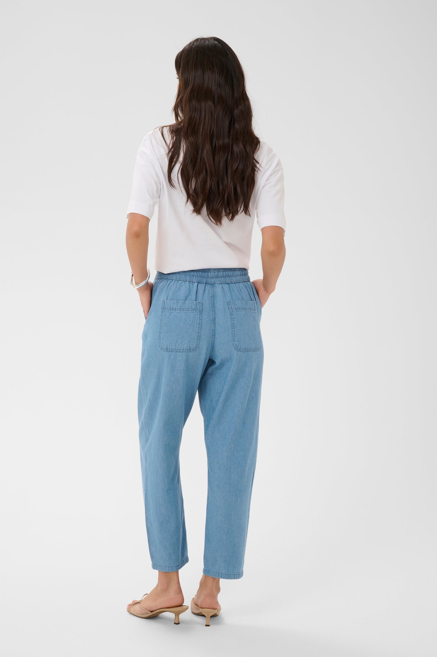 KA Jade Denim Barrel Pants - medium blue