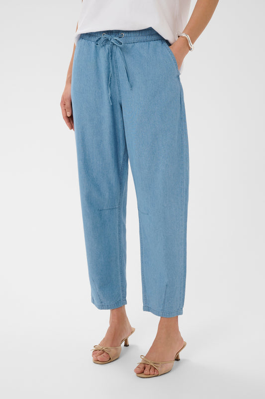 KA Jade Denim Barrel Pants - medium blue
