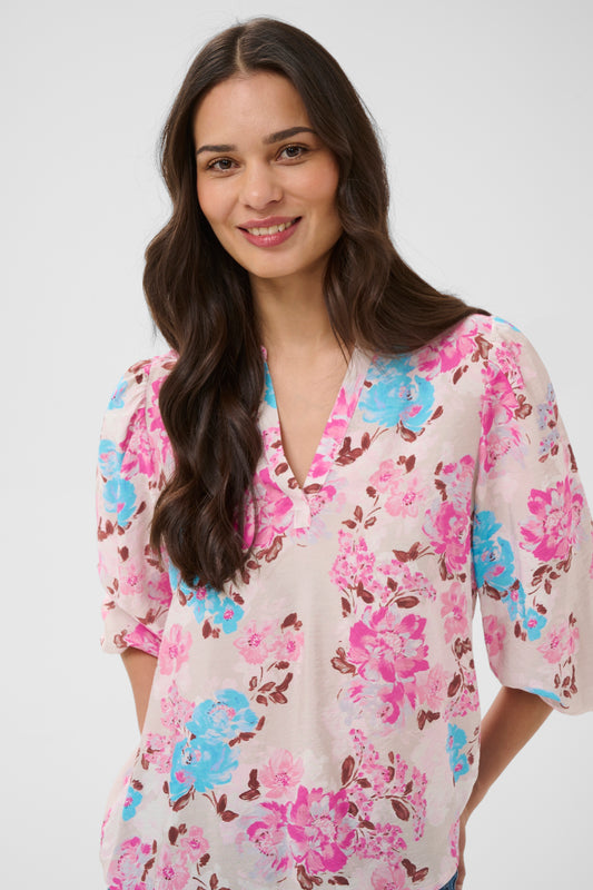 KA Haisley O-neck Blouse - multi colour flower