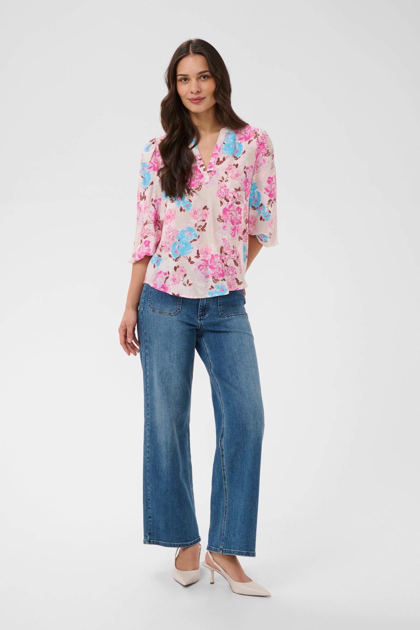 KA Haisley O-neck Blouse - multi colour flower
