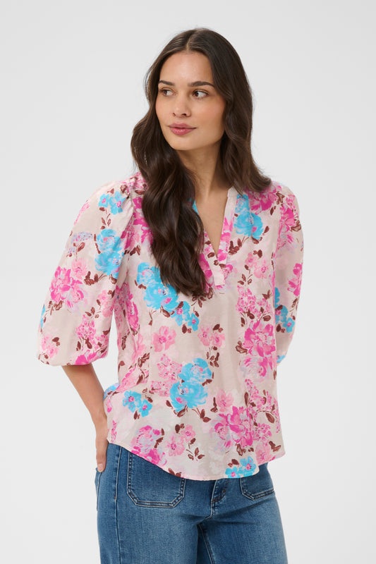 KA Haisley O-neck Blouse - multi colour flower