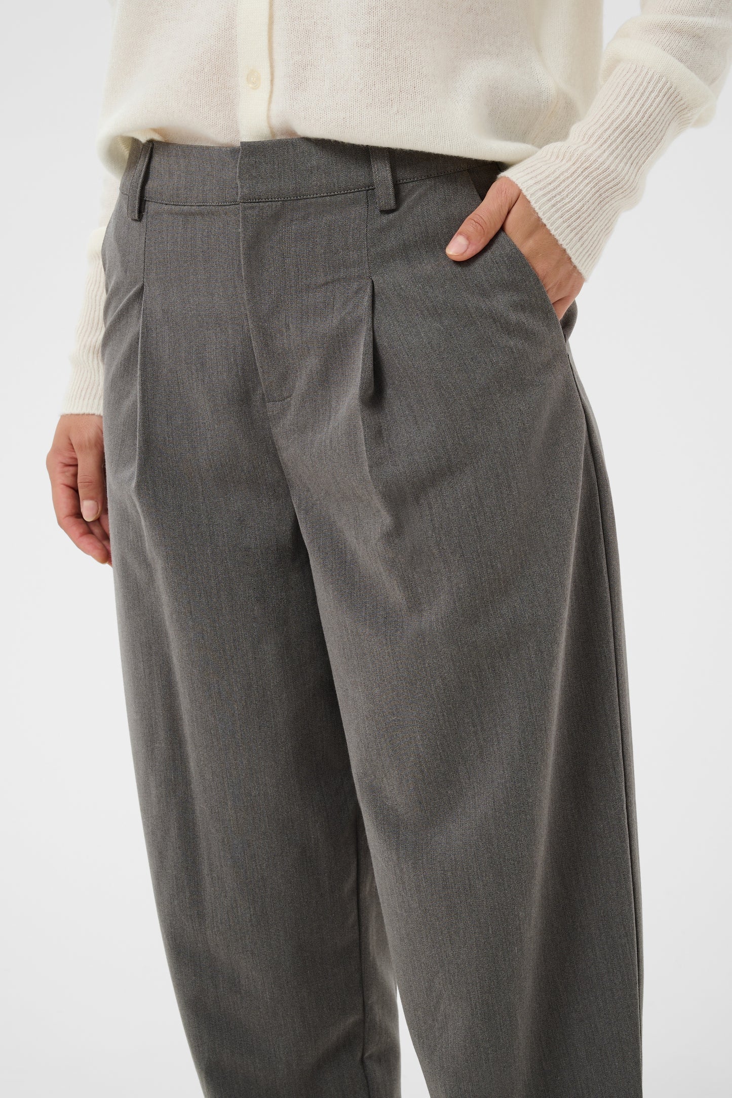 KA Sakura Cropped Pants - dark grey melange