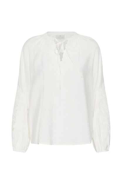 KA Norma Blouse - hvid m/broderi