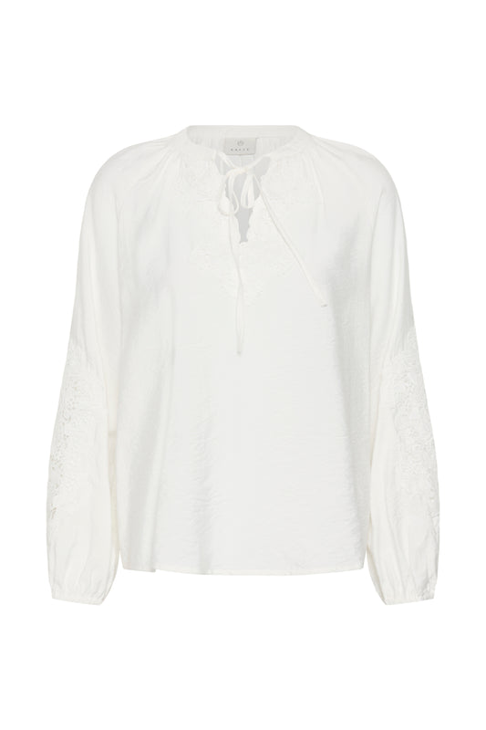 KA Norma Blouse - hvid m/broderi