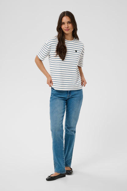 KA Minna T-shirt -chalk/bering sea