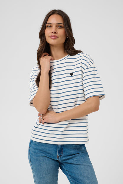 KA Minna T-shirt -chalk/bering sea
