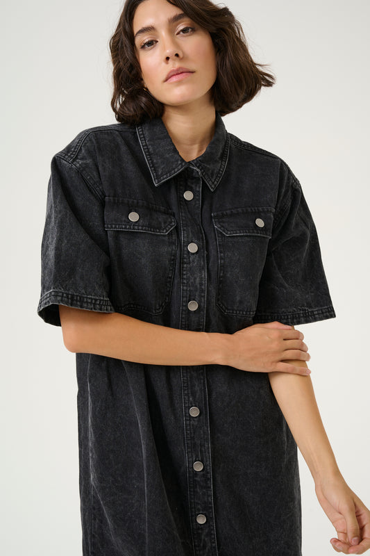 KA Emma Denim Shirt Dress - sort