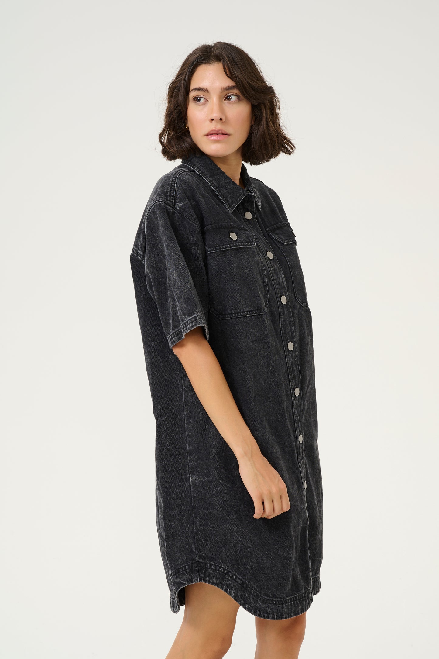 KA Emma Denim Shirt Dress - sort