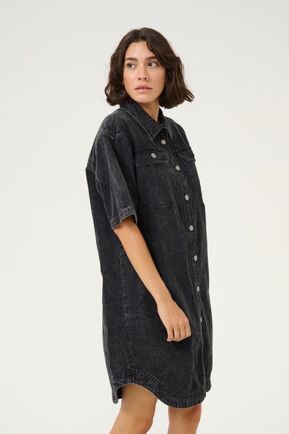 KA Emma Denim Shirt Dress - sort