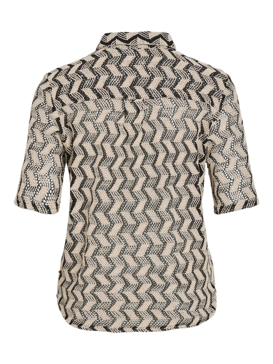 VL Vilupina O-neck skjorte i strik - sort/beige