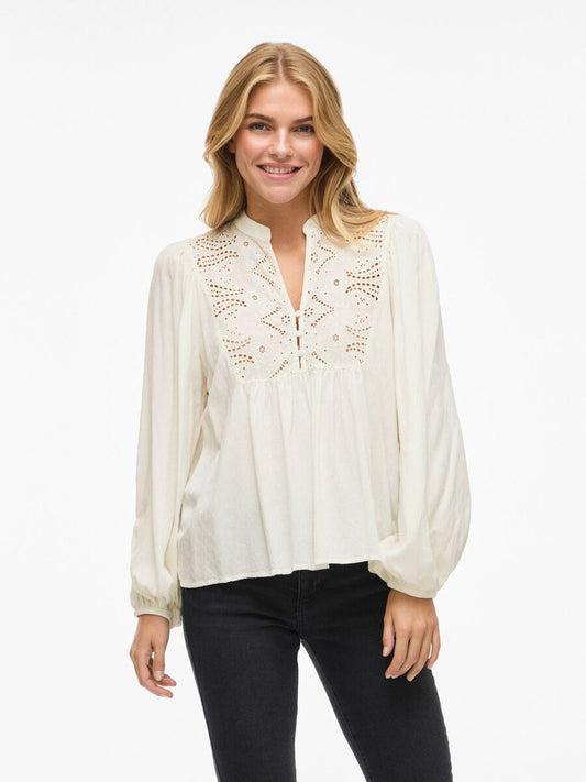 VL VITYRA L/S LACE TOP - hvid