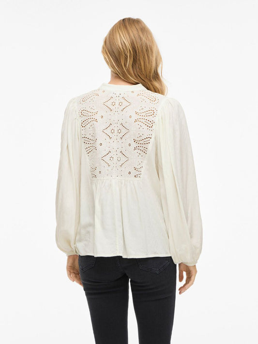 VL VITYRA L/S LACE TOP - hvid