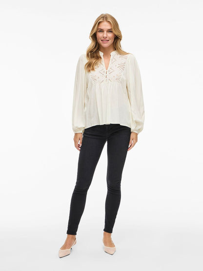 VL VITYRA L/S LACE TOP - hvid