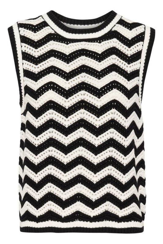 KA Laina knit slipover - sort/hvid