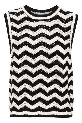 12/10-25 - OPRYDNING - SPAR 50-70% - KA Laina knit slipover - sort/hvid - XXL
