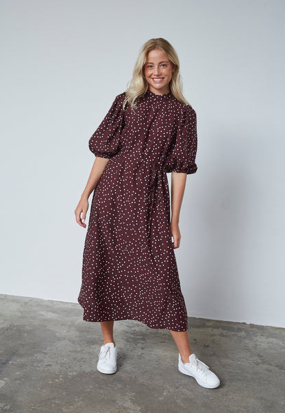 SP VENTIA-Dress - Bordeaux/dot