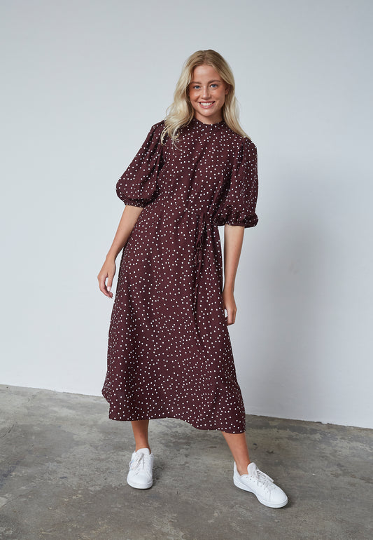 SP VENTIA-Dress - Bordeaux/dot