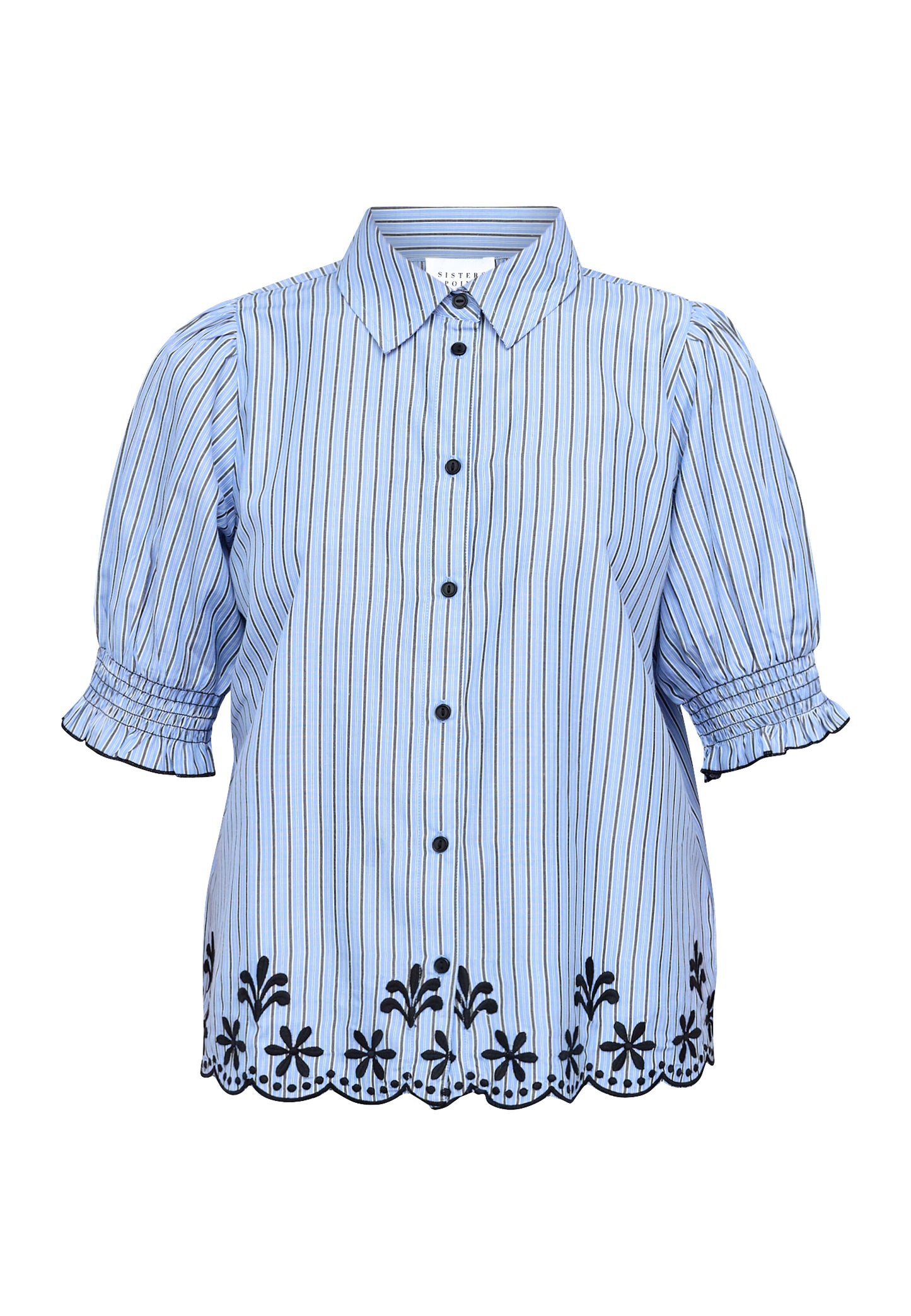 SP ISOLA-SS6 Bluse m/broderi - blue stripe