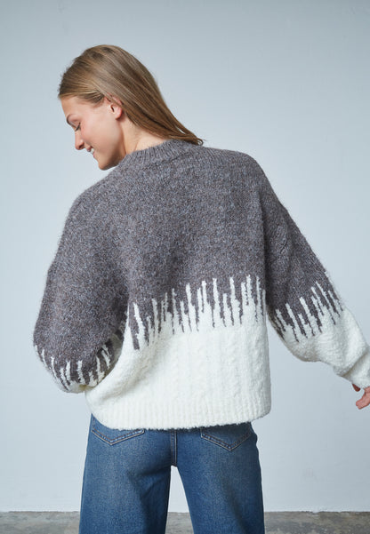 SP LIPSA-PU strik sweater - brown/cream