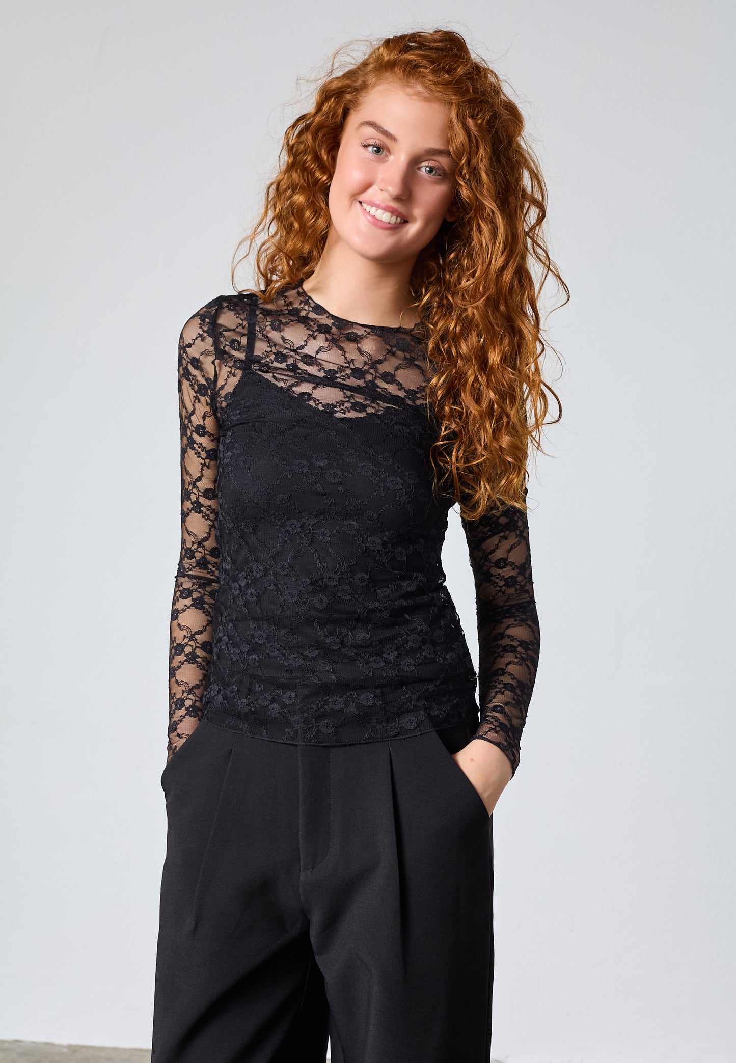 SP Venga mesh bluse - sort