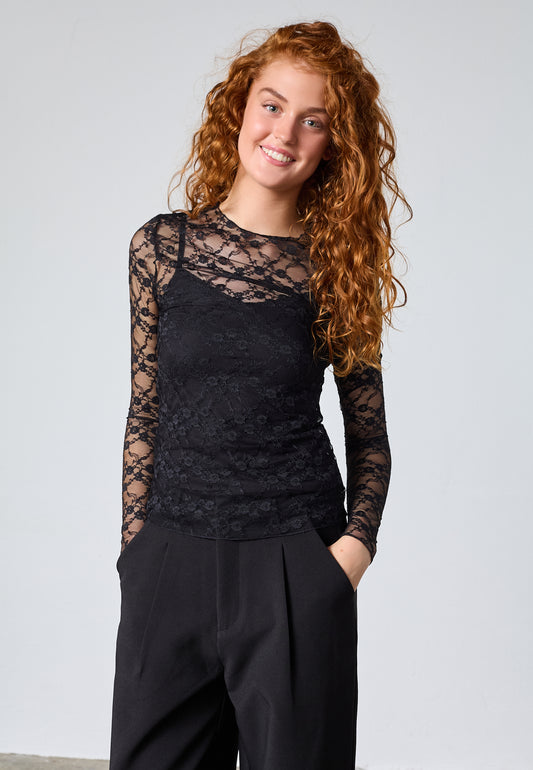 SP Venga mesh bluse - sort