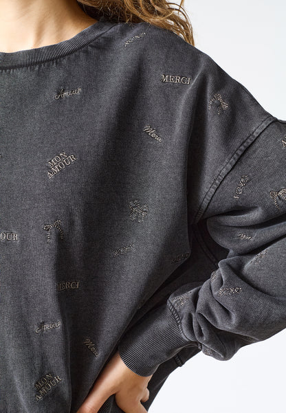 SP HIKE-SW12- Sweat m/fine detaljer - grey wash