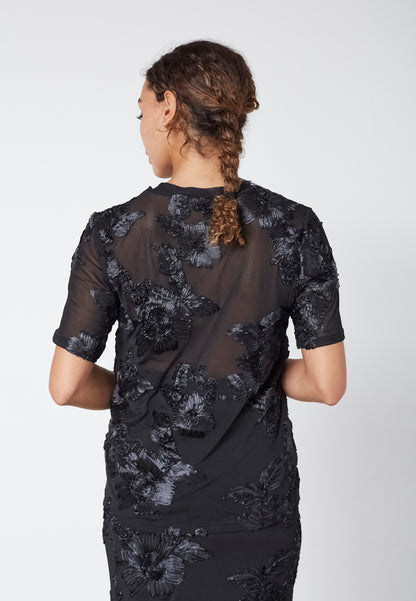 SP SIS-TEE bluse m/fineste detaljer  - sort