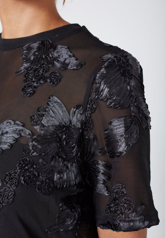 SP SIS-TEE bluse m/fineste detaljer  - sort