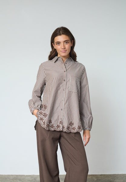 SP ISTEA-SH4 skjorte stribet - brown/cream