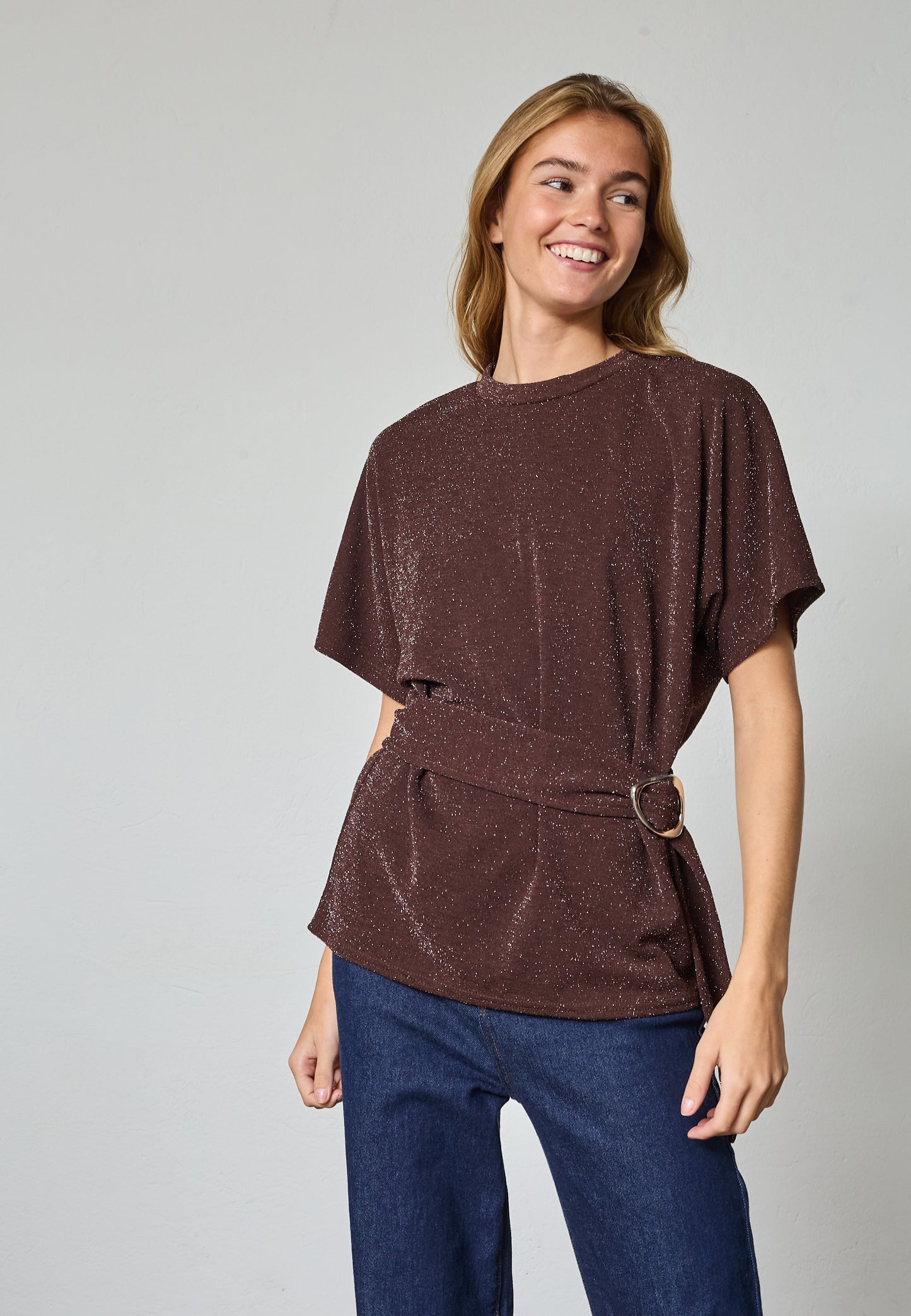 SP GELIA-Top - Chocolate/silver m/fin spænde