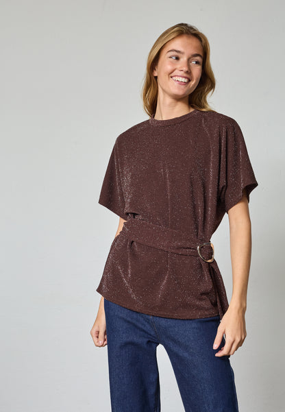 SP GELIA-Top - Chocolate/silver m/fin spænde