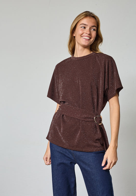 SP GELIA-Top - Chocolate/silver m/fin spænde