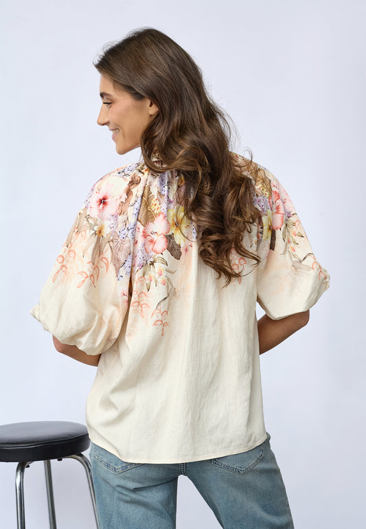 SP ELICE-SS bluse m/smukt blomster mønster