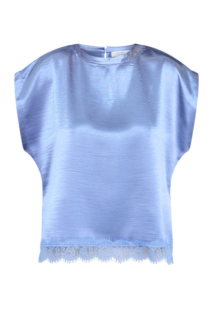 SP Gewo-SS bluse i satin - mid blue