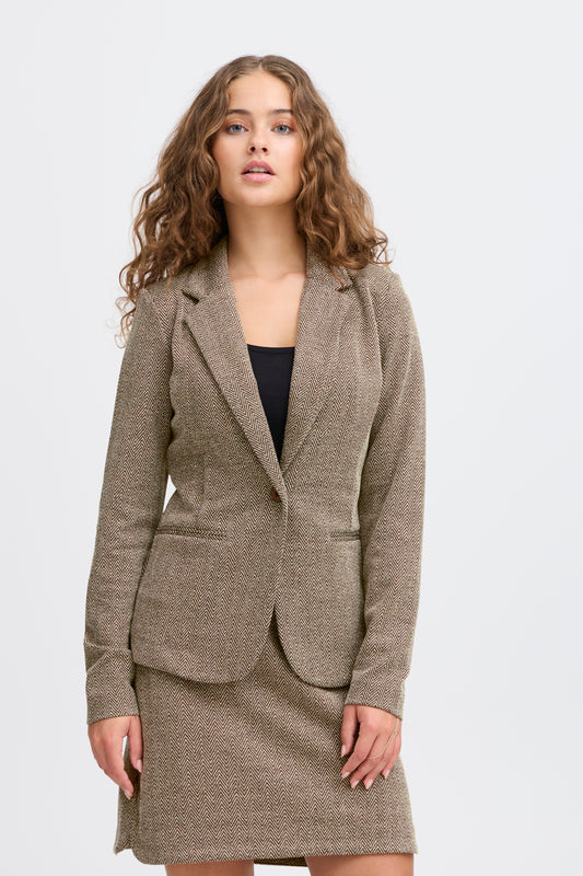 IC Kate Jacquard blazer - java/almond milk