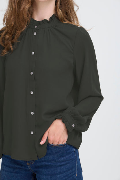 IC Sigga shirt - sort m/flæser i kraven