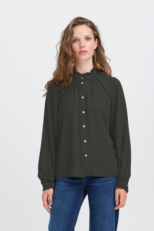 IC Sigga shirt - sort m/flæser i kraven