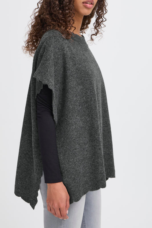 IC Macha poncho - dark grey melange