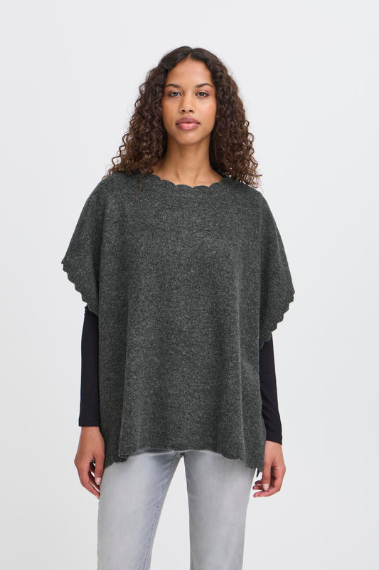 IC Macha poncho - dark grey melange