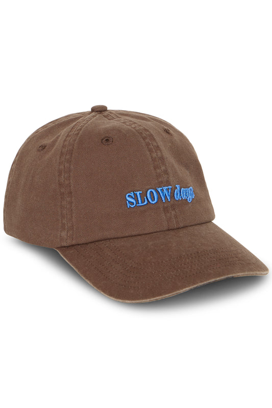 IC Mae cap - coffee brown m/blå broderi