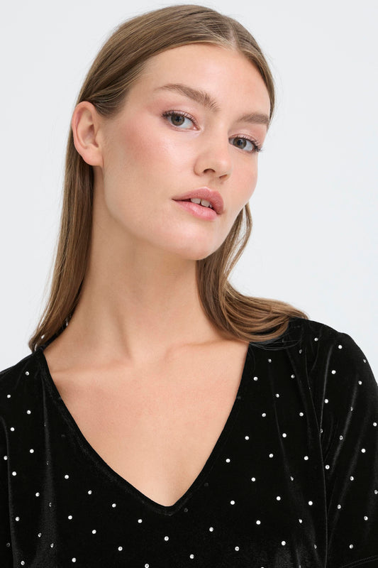 IC Darla bluse - sort m/simili sten