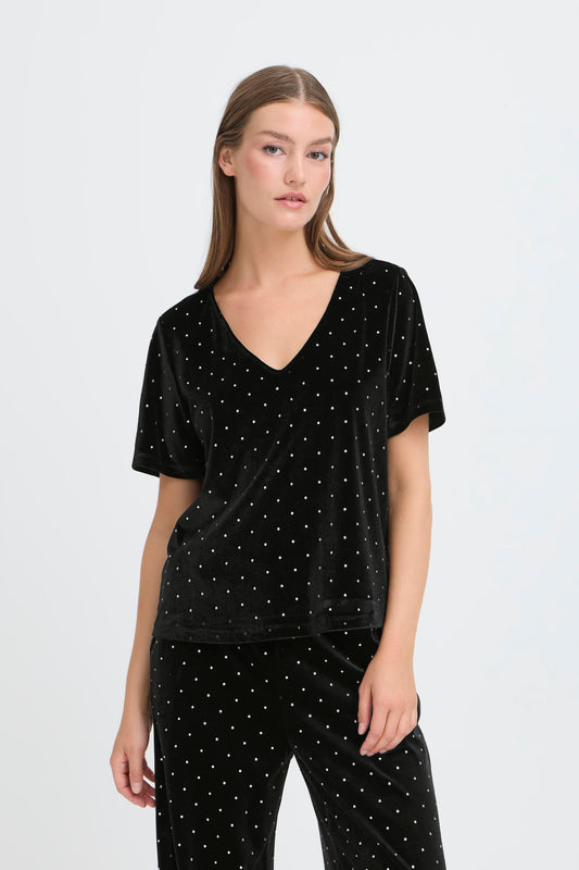 IC Darla bluse - sort m/simili sten