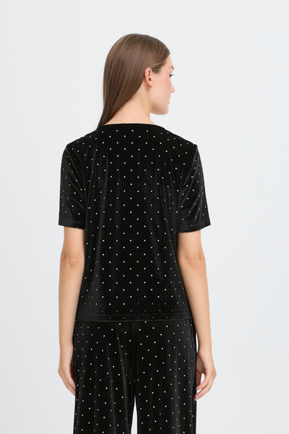 IC Darla bluse - sort m/simili sten