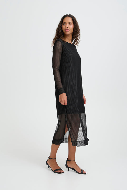 IC Laccy dress - sort shine m/mesh