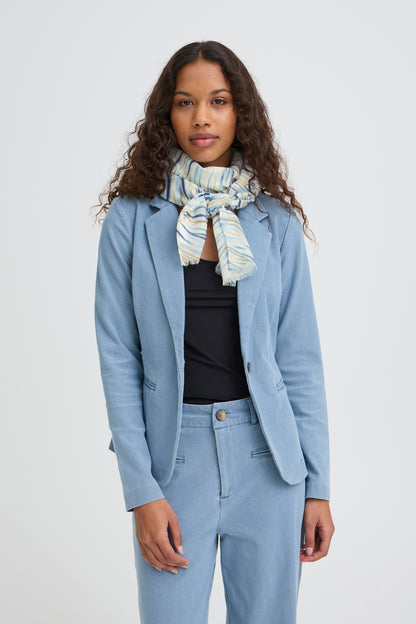 IC Anja Scarf - lys beige m/blålig mønster